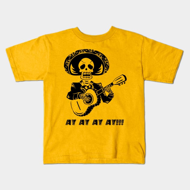 Day of the Dead Mariachi Skeleton Kids T-Shirt by STYLISH CROWD TEES